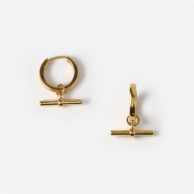 Orelia London Jewellery Golden T-Bar Drop Huggie Hoops Earrings
